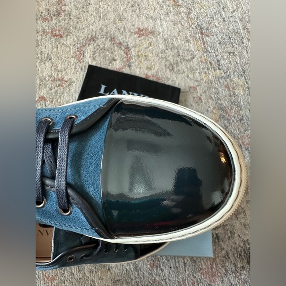 Lanvin
Men's Patent-Toe Suede Sneaker, Dark Turquoise. Size 8US - Picture 5 of 15